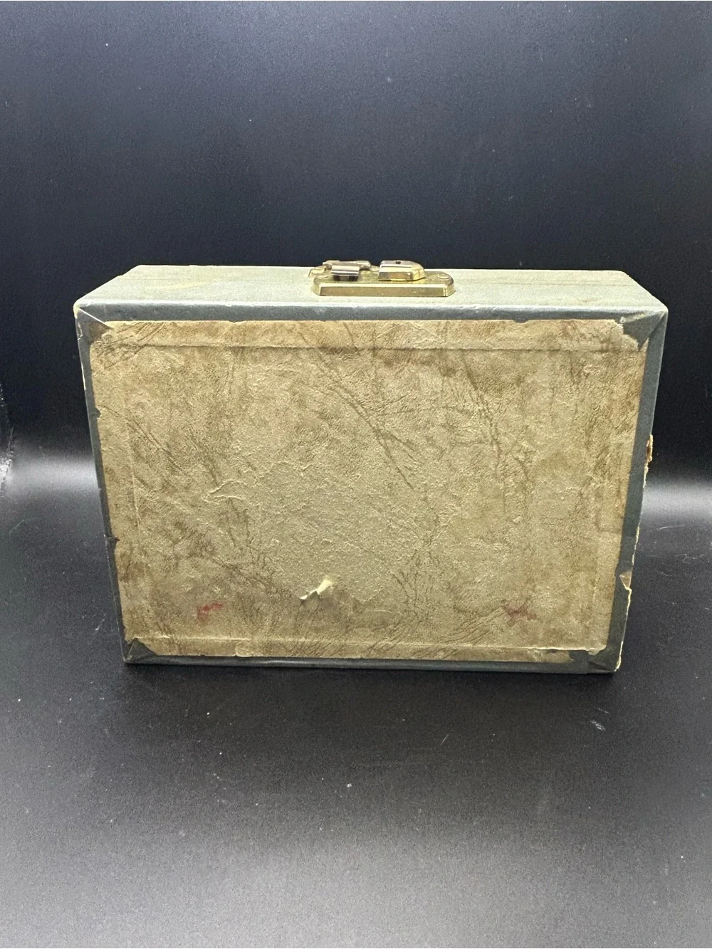 Vintage 1950s MCM MELE Small Jewelry Box Two Tier Gray/Blue 8x6x3” No Key.